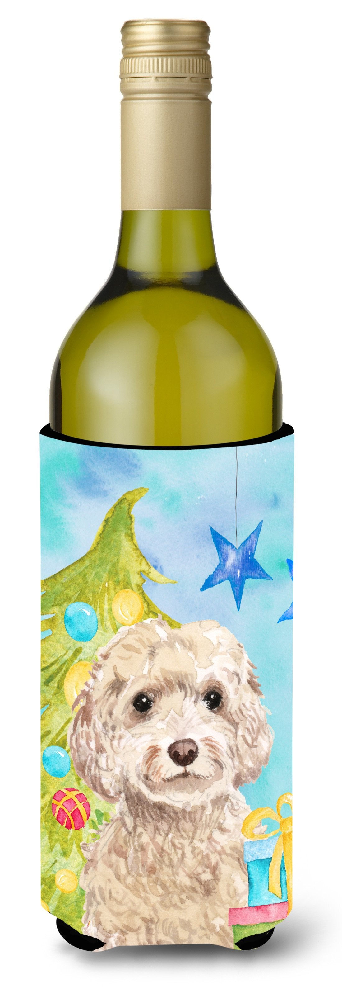 Champagne Cockapoo Christmas Wine Bottle Beverge Insulator Hugger BB9410LITERK by Caroline&#39;s Treasures
