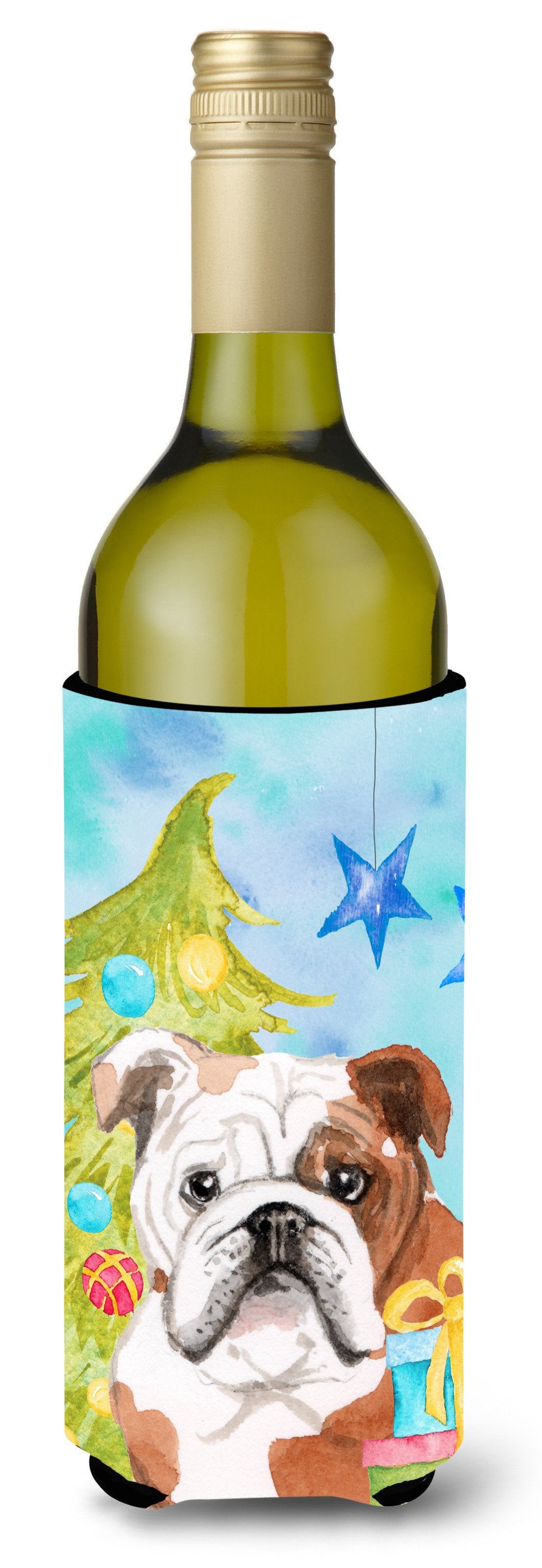 English Bulldog Christmas Wine Bottle Beverge Insulator Hugger BB9416LITERK by Caroline&#39;s Treasures