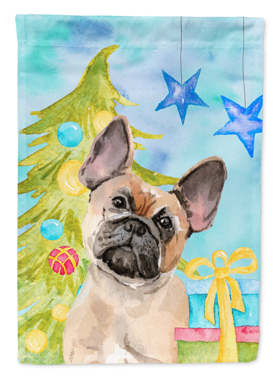 Fawn French Bulldog Christmas Flag Canvas House Size BB9417CHF  the-store.com.