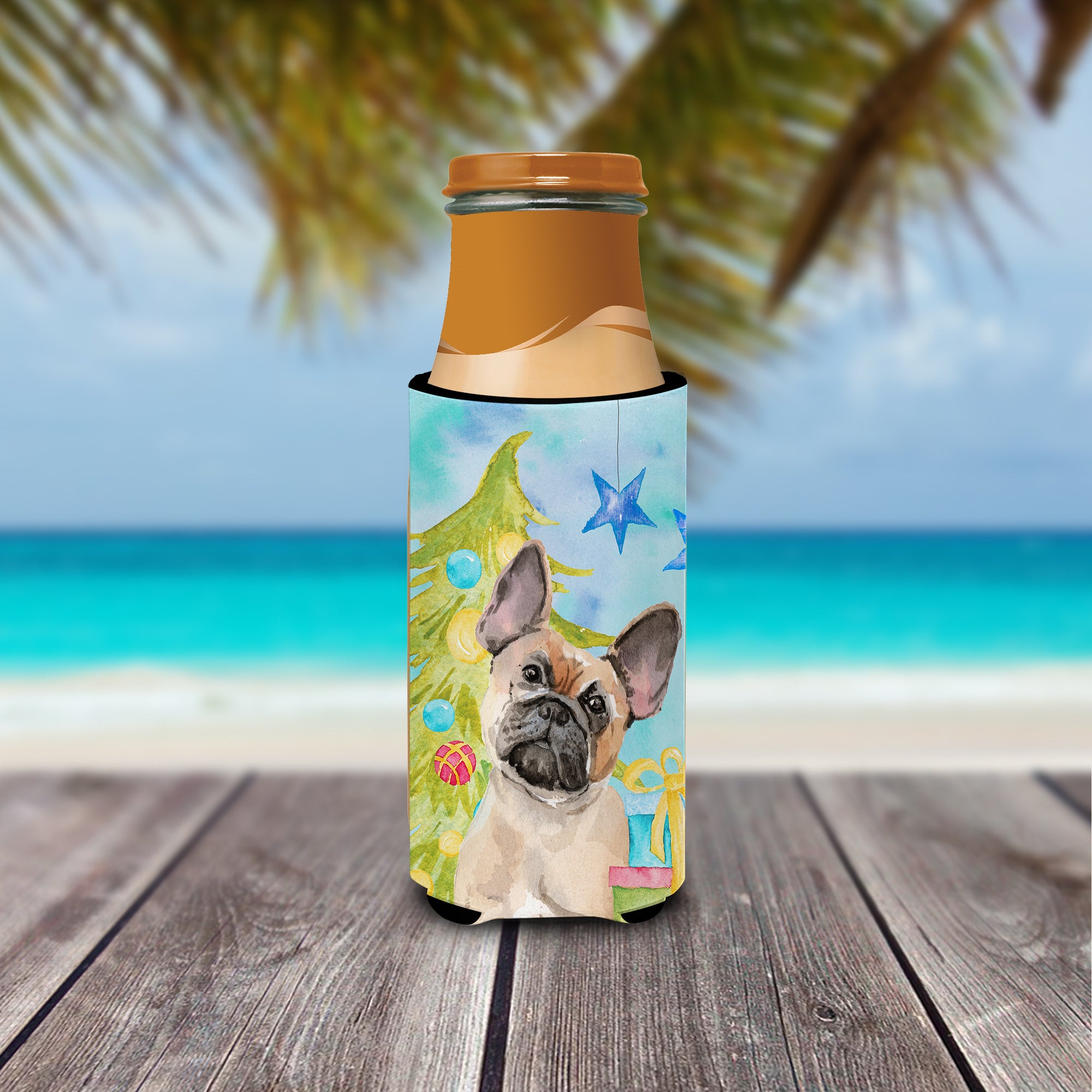 Fawn French Bulldog Christmas  Ultra Hugger for slim cans BB9417MUK  the-store.com.