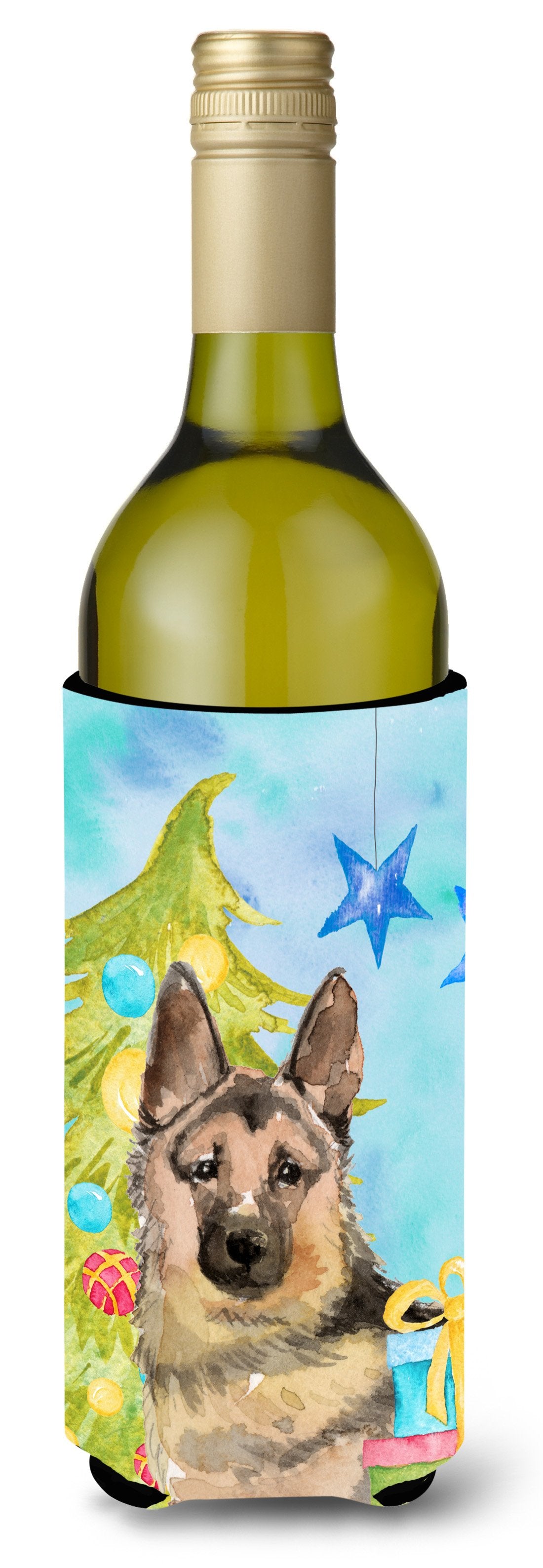 German Shepherd Christmas Wine Bottle Beverge Insulator Hugger BB9418LITERK by Caroline&#39;s Treasures