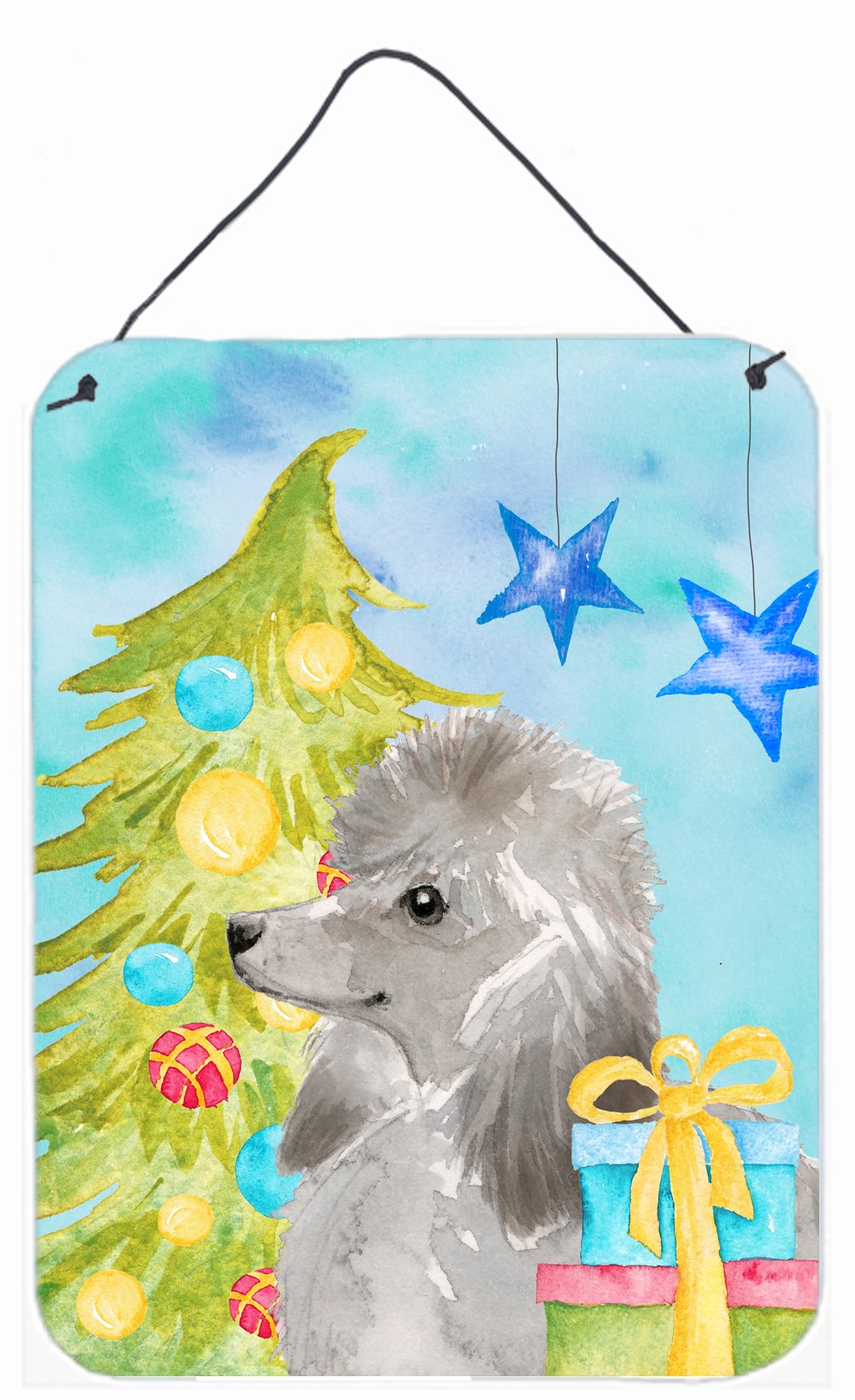 Grey Standard Poodle Christmas Wall or Door Hanging Prints BB9420DS1216 by Caroline&#39;s Treasures