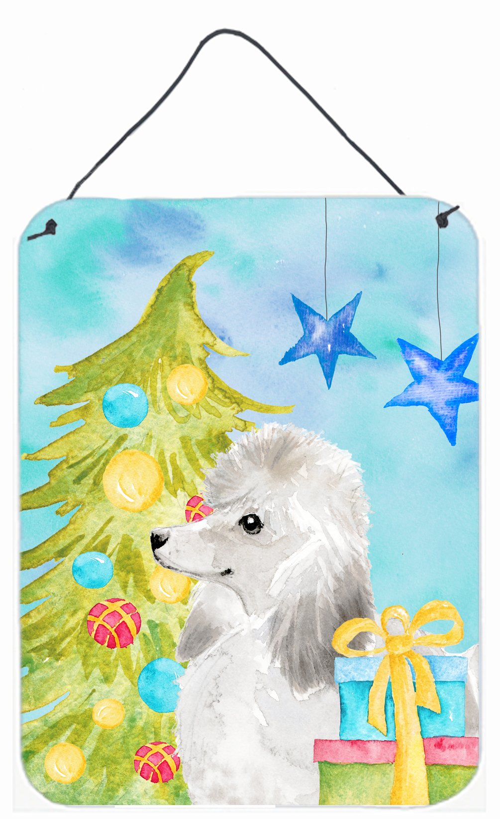 White Standard Poodle Christmas Wall or Door Hanging Prints BB9421DS1216 by Caroline's Treasures