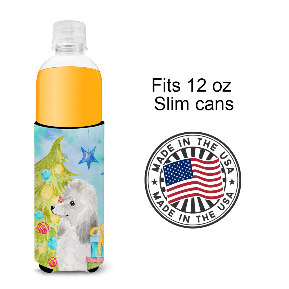 White Standard Poodle Christmas  Ultra Hugger for slim cans BB9421MUK