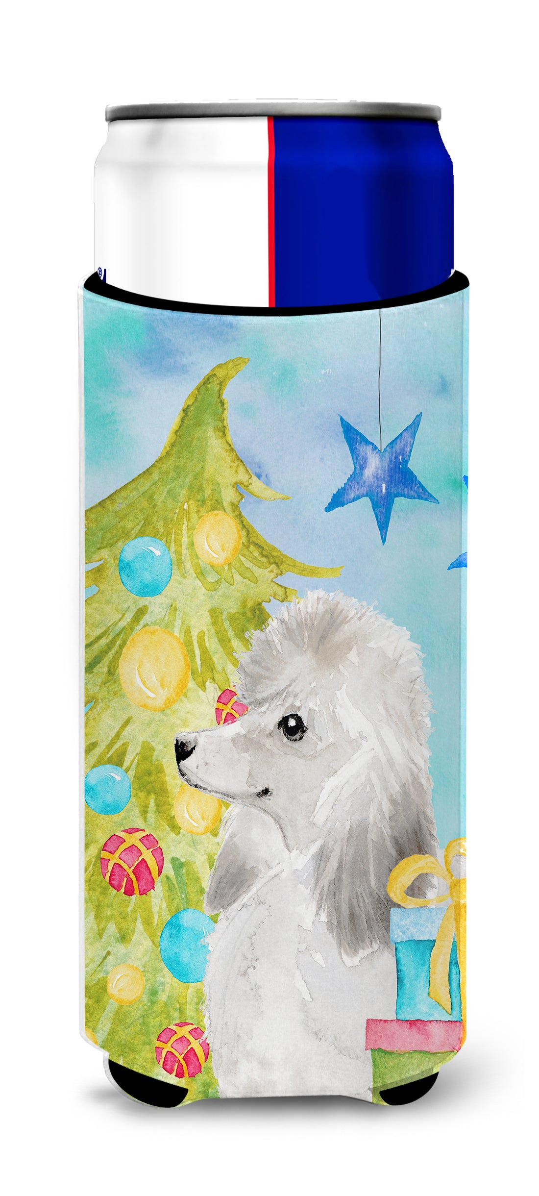 White Standard Poodle Christmas  Ultra Hugger for slim cans BB9421MUK  the-store.com.