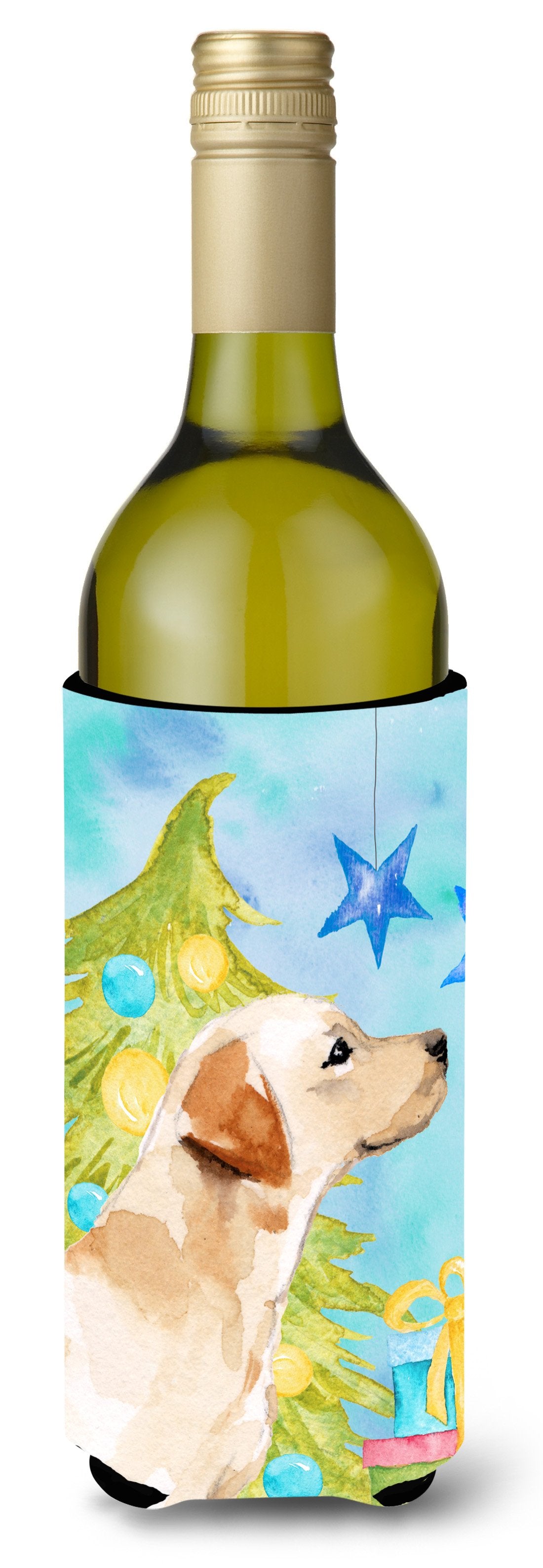 Yellow Labrador #2 Christmas Wine Bottle Beverge Insulator Hugger BB9423LITERK by Caroline&#39;s Treasures