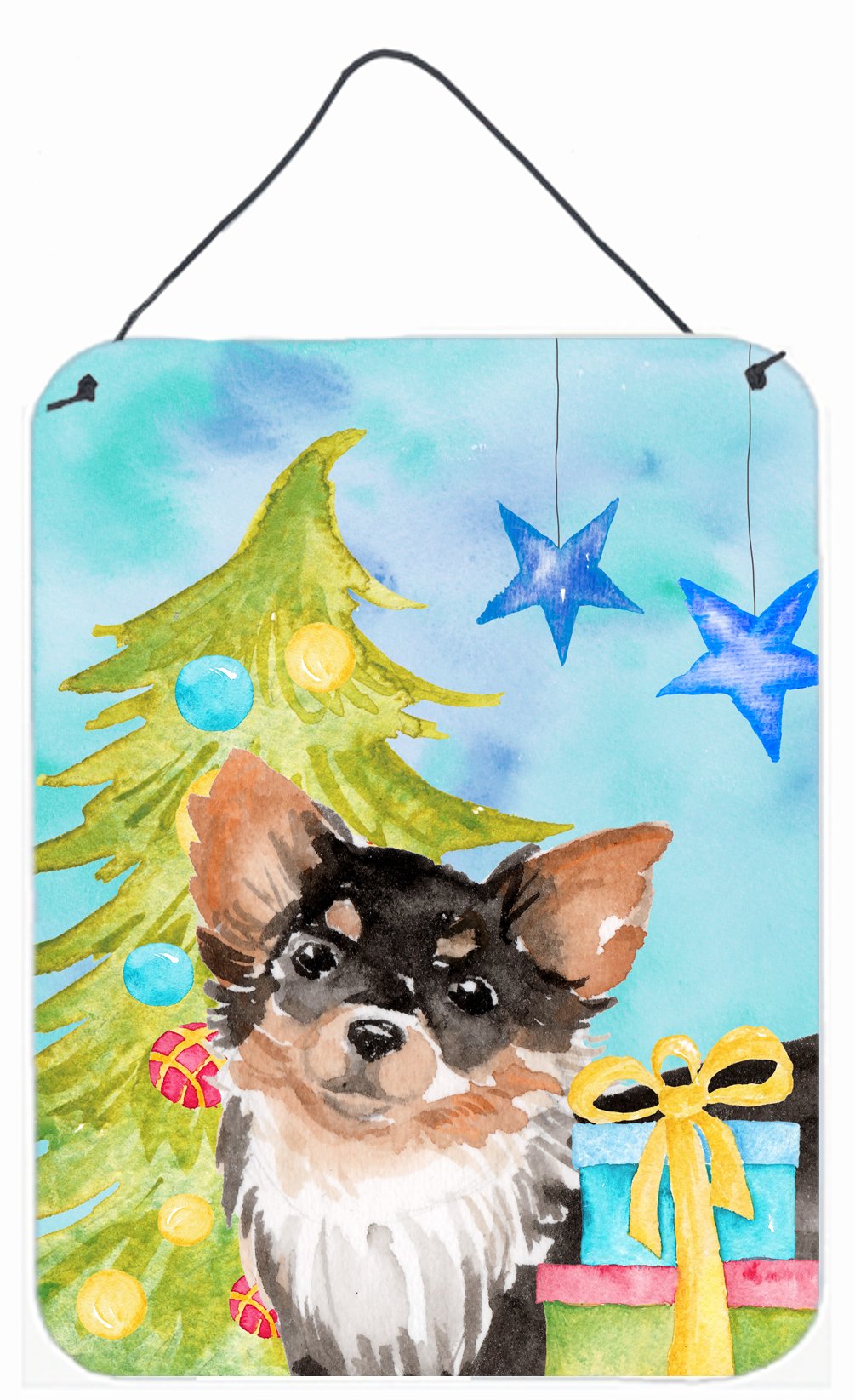 Long Haired Chihuahua Christmas Wall or Door Hanging Prints BB9424DS1216 by Caroline's Treasures