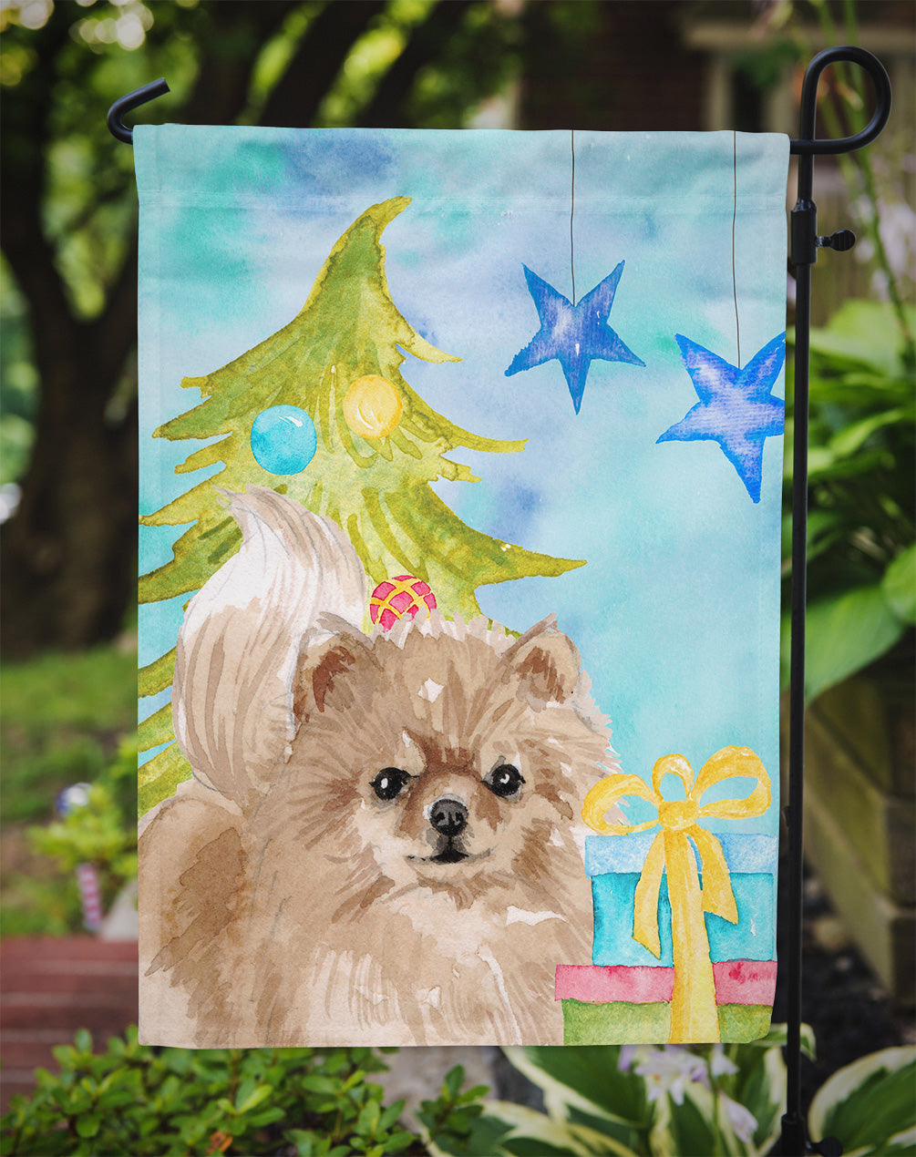 Pomeranian Christmas Flag Garden Size BB9425GF