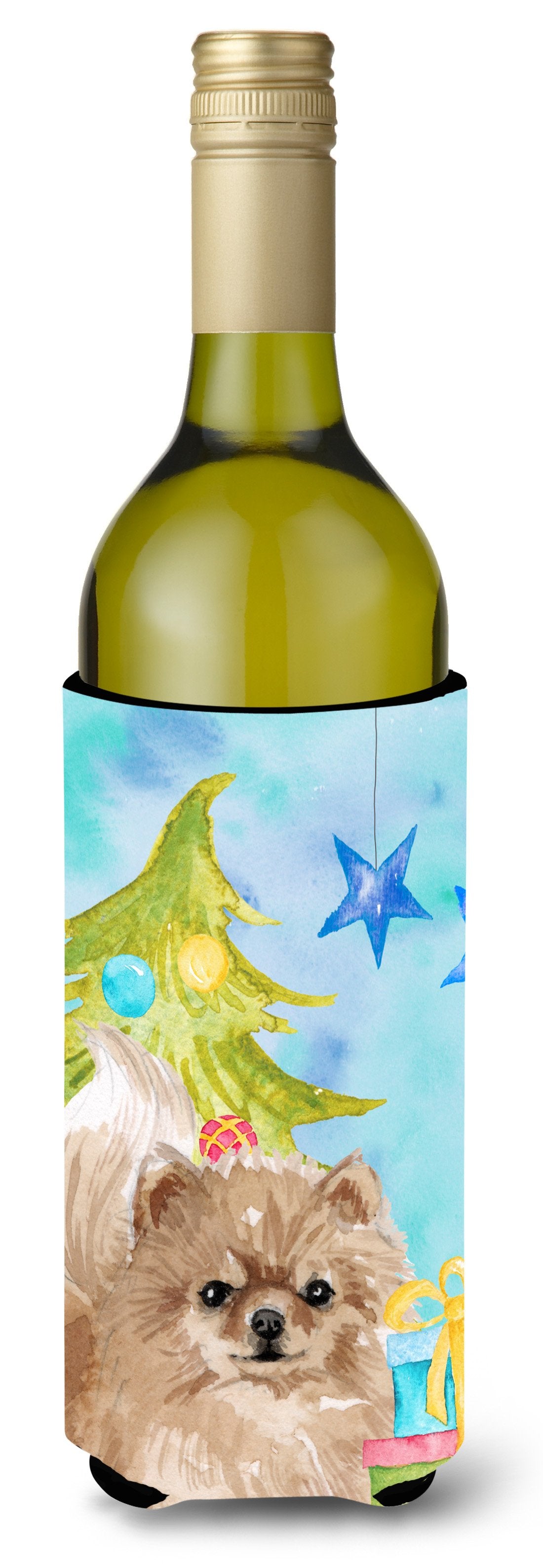 Pomeranian Christmas Wine Bottle Beverge Insulator Hugger BB9425LITERK by Caroline&#39;s Treasures