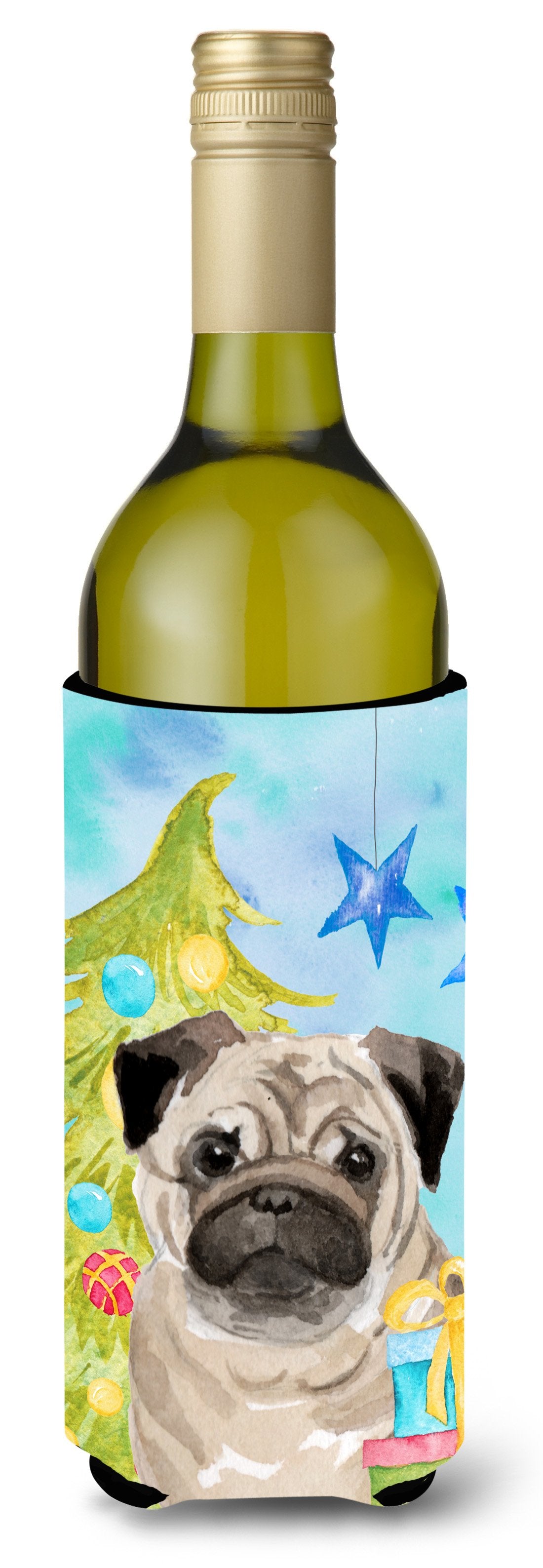 Fawn Pug Christmas Wine Bottle Beverge Insulator Hugger BB9426LITERK by Caroline&#39;s Treasures