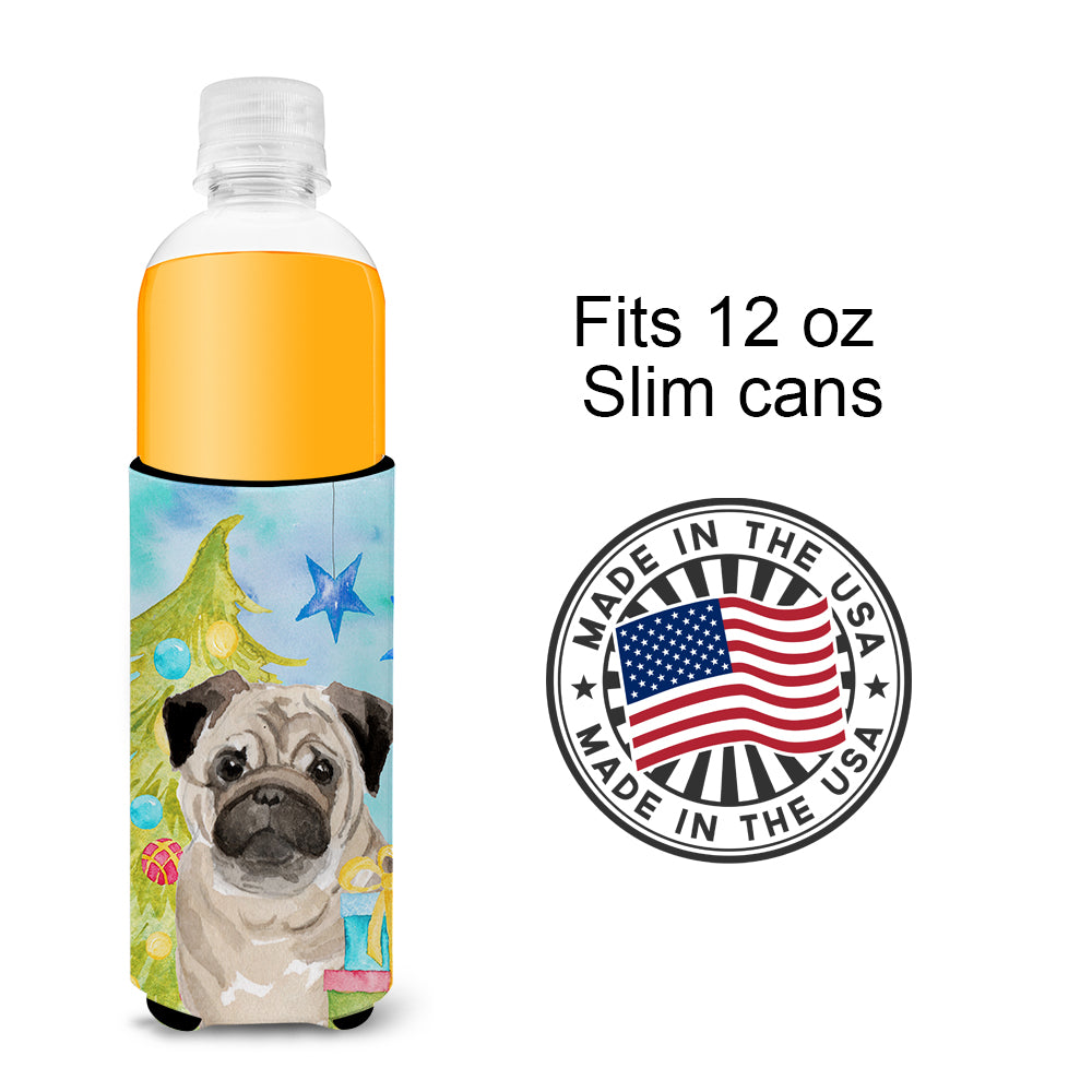 Fawn Pug Christmas  Ultra Hugger for slim cans BB9426MUK  the-store.com.