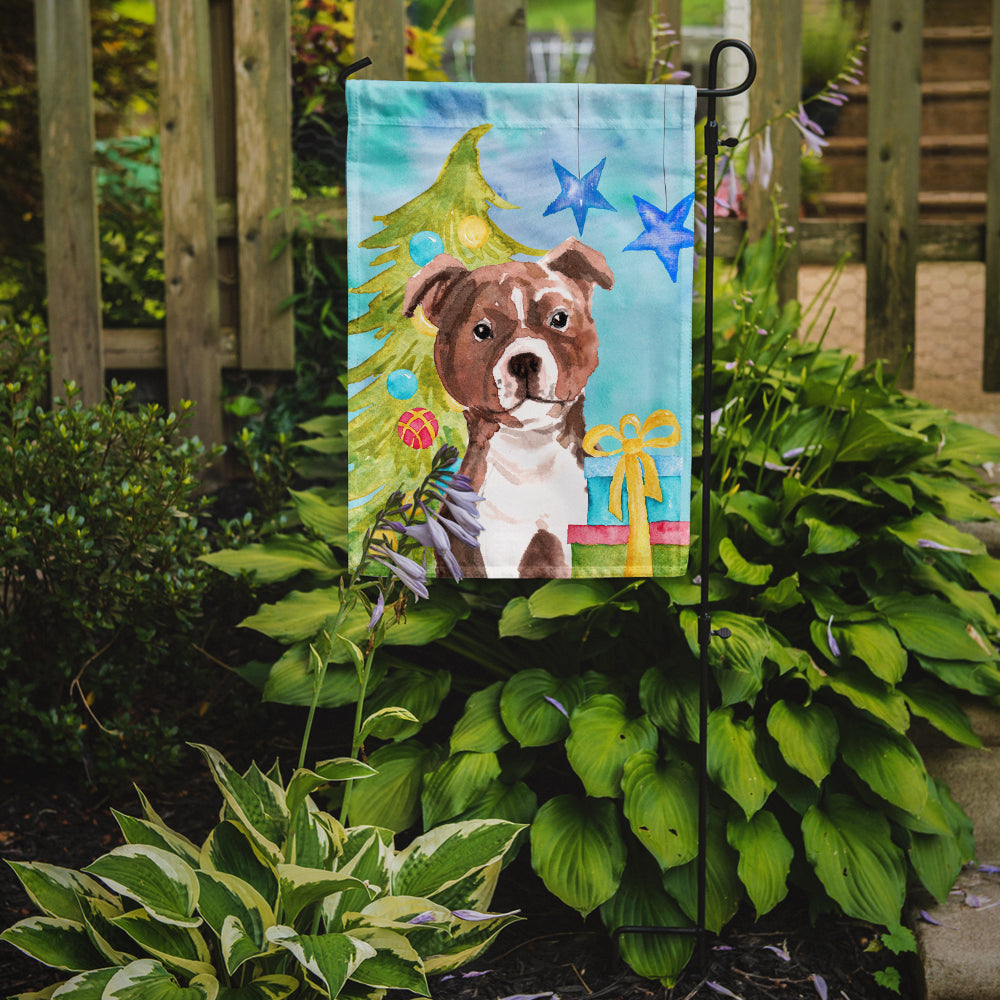 Red Staffie Bull Terrier Christmas Flag Garden Size BB9427GF