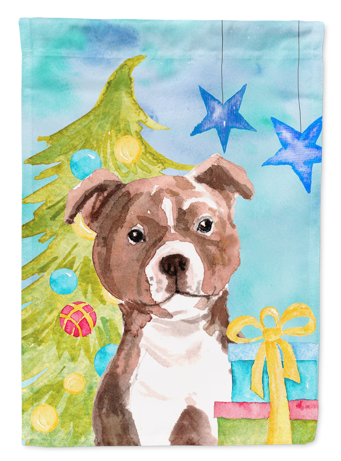 Red Staffie Bull Terrier Christmas Flag Garden Size BB9427GF
