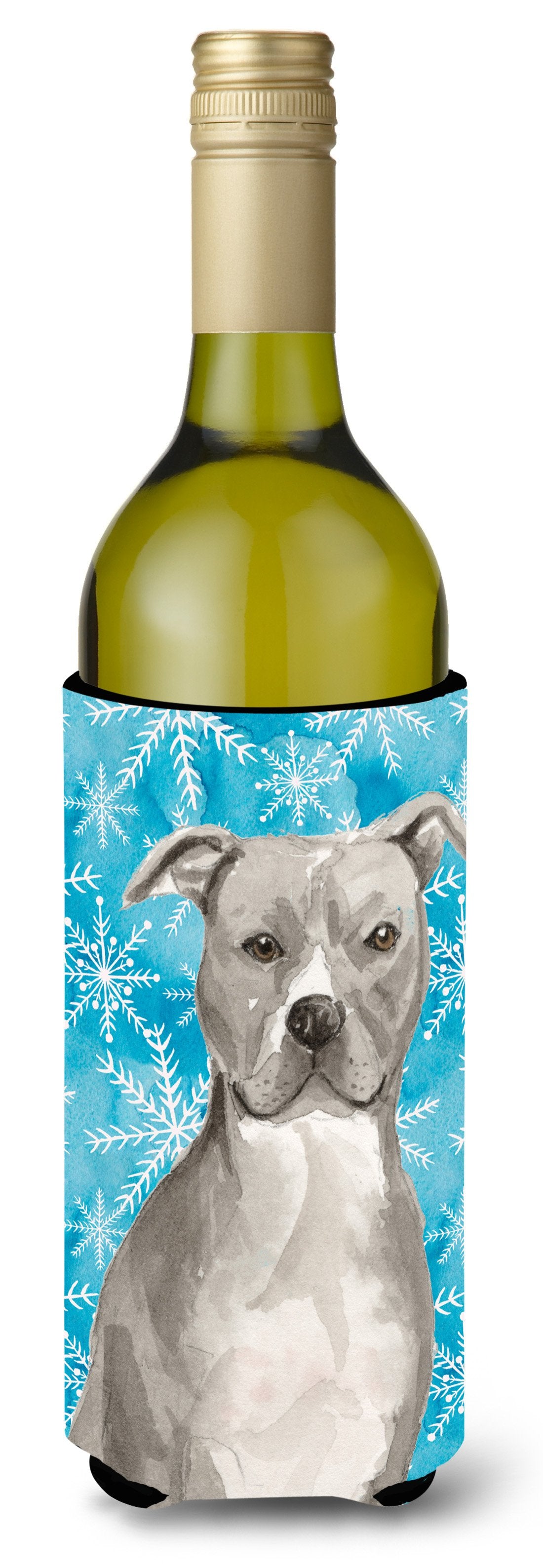 Staffordshire Bull Terrier Winter Wine Bottle Beverge Insulator Hugger BB9430LITERK by Caroline&#39;s Treasures