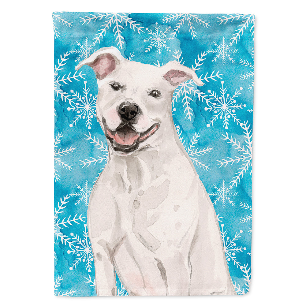 White Staffie Bull Terrier Winter Flag Canvas House Size BB9431CHF  the-store.com.