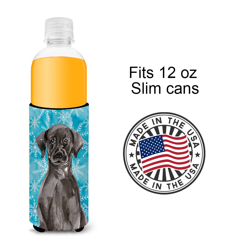 Black Labrador Winter  Ultra Hugger for slim cans BB9433MUK  the-store.com.