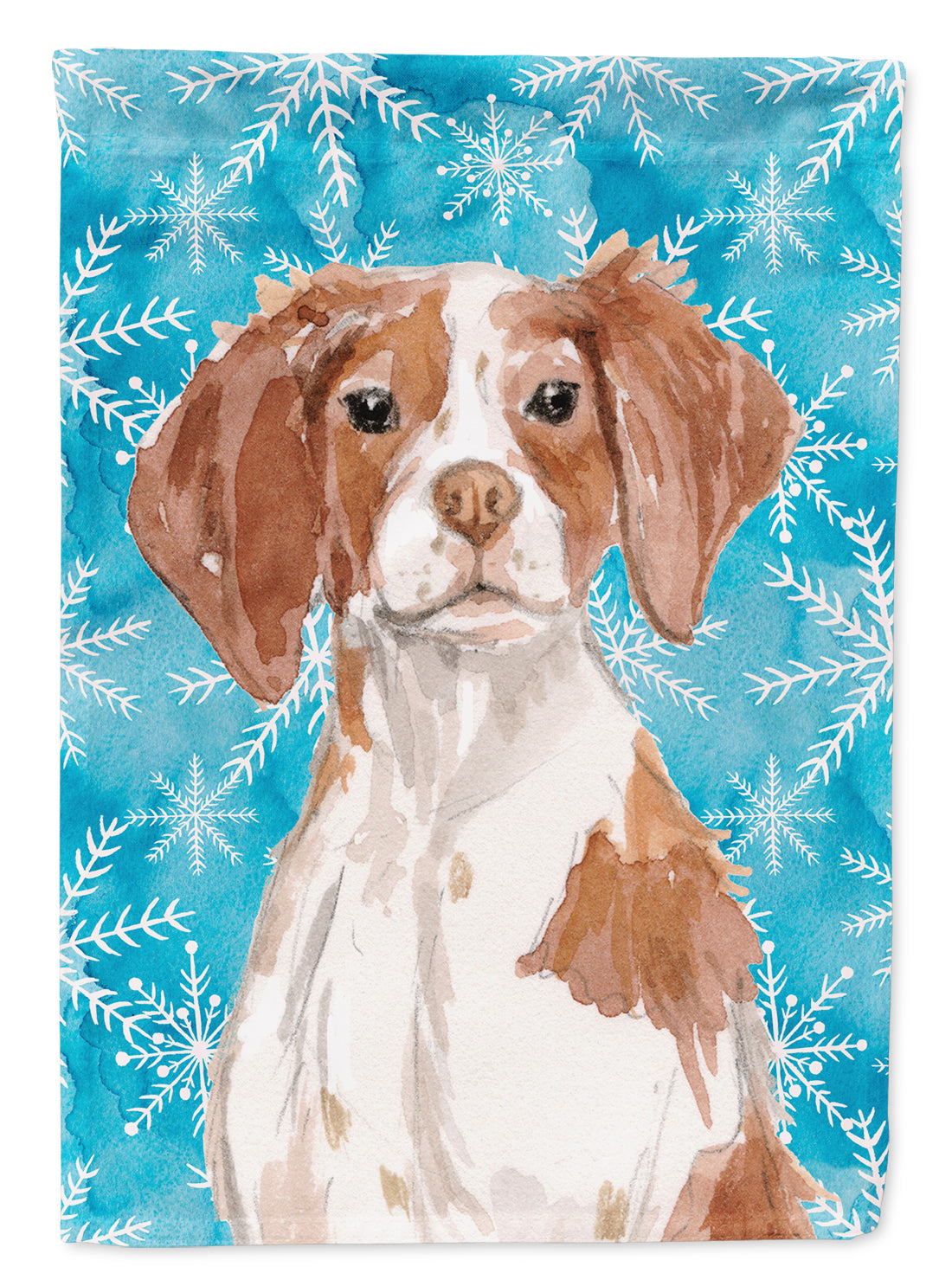 Brittany Spaniel Winter Flag Canvas House Size BB9434CHF  the-store.com.