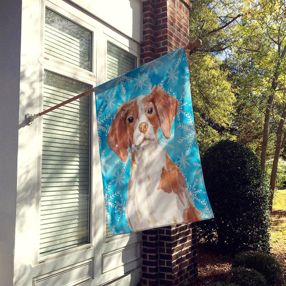 Brittany Spaniel Winter Flag Canvas House Size BB9434CHF  the-store.com.