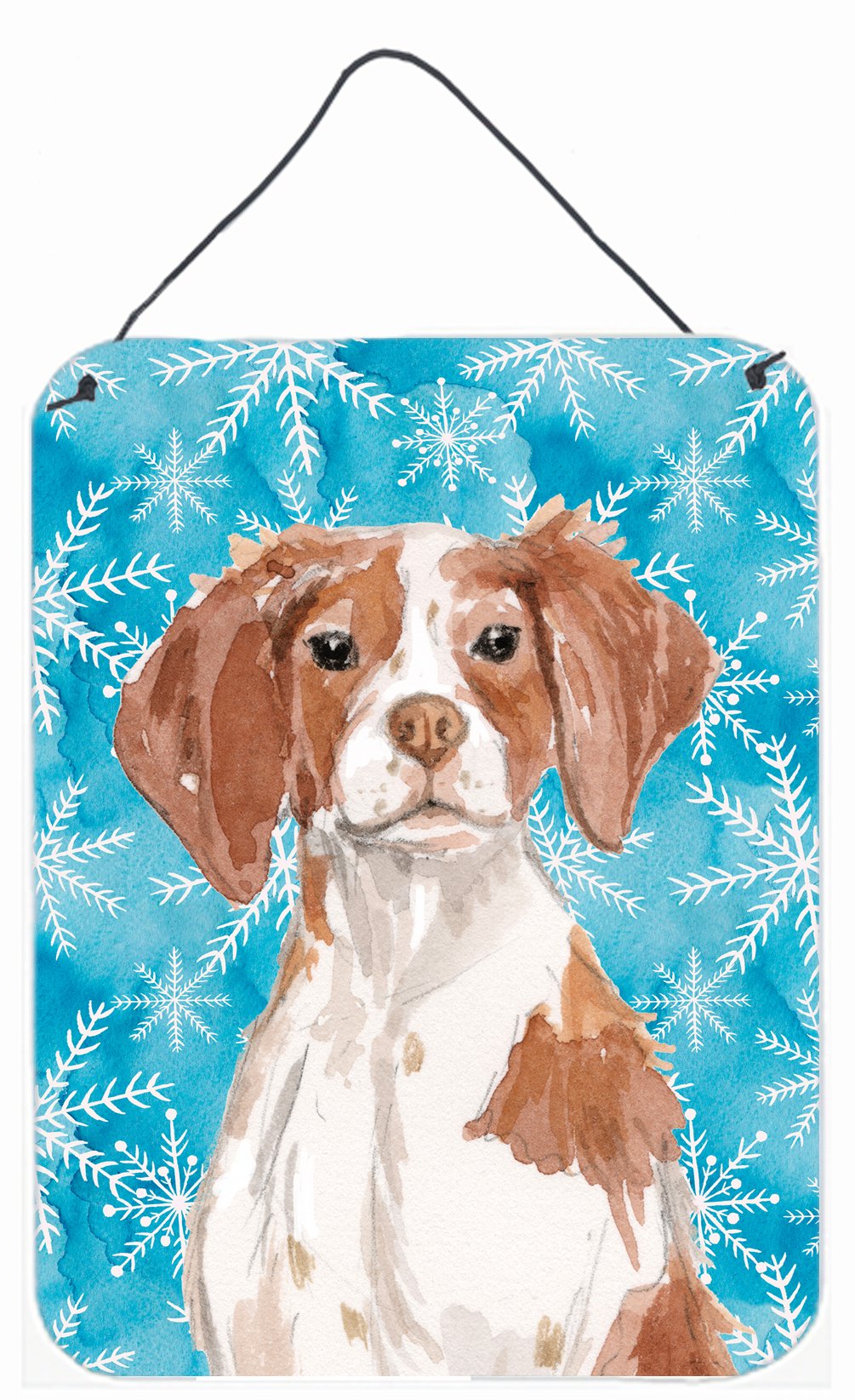 Brittany Spaniel Winter Wall or Door Hanging Prints BB9434DS1216 by Caroline&#39;s Treasures