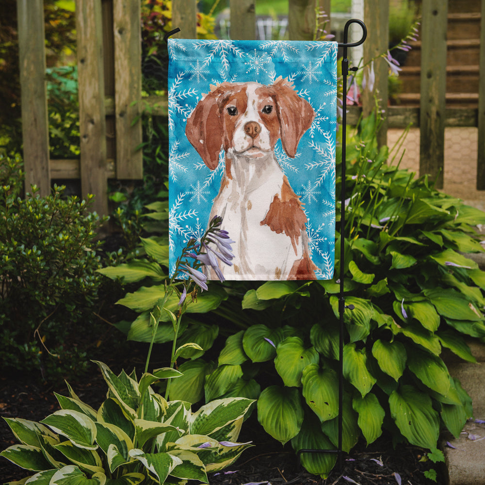 Caroline's Treasures Brittany Spaniel Winter Garden Flag - Outdoor Decorative Yard Flag BB9434GF