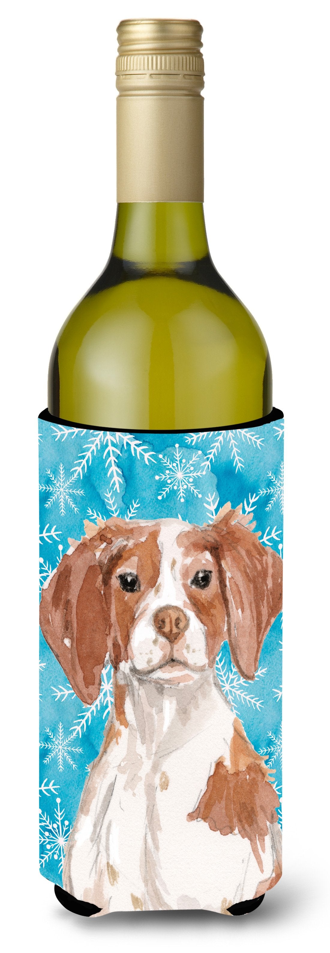 Brittany Spaniel Winter Wine Bottle Beverge Insulator Hugger BB9434LITERK by Caroline&#39;s Treasures
