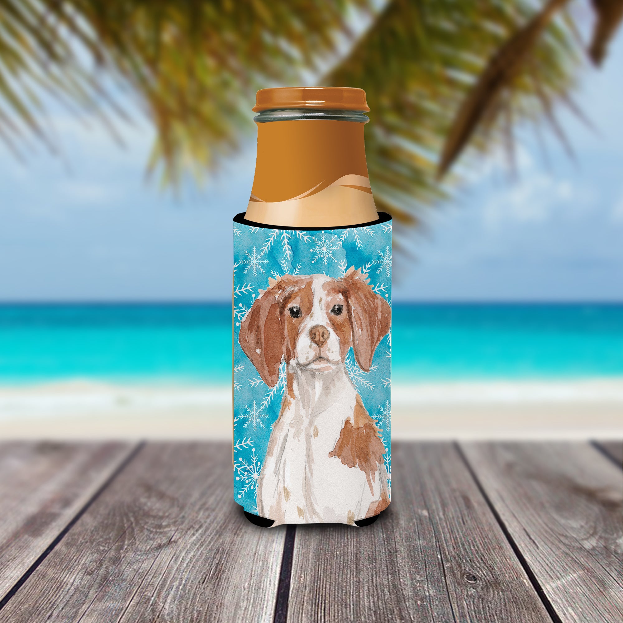 Brittany Spaniel Winter  Ultra Hugger for slim cans BB9434MUK  the-store.com.