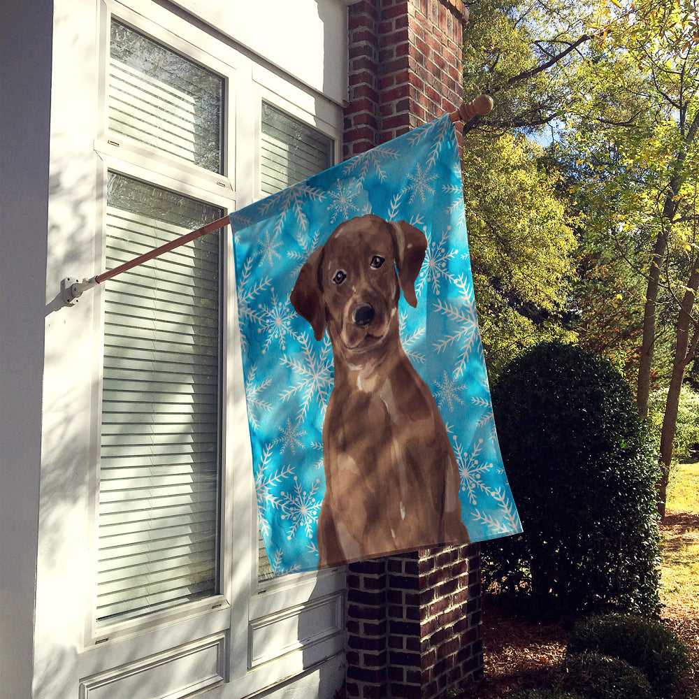 Chocolate Labrador Winter Flag Canvas House Size BB9435CHF