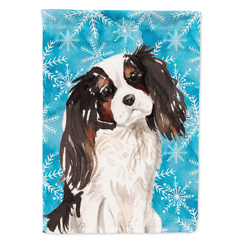 Tricolor Cavalier Spaniel Winter Flag Canvas House Size BB9437CHF  the-store.com.