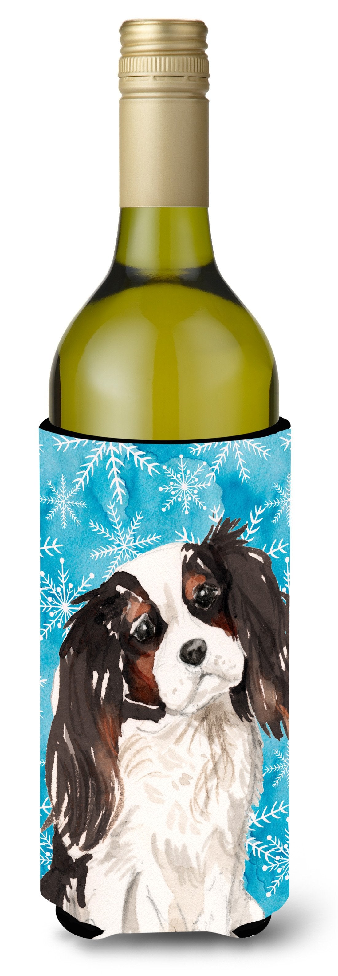 Tricolor Cavalier Spaniel Winter Wine Bottle Beverge Insulator Hugger BB9437LITERK by Caroline&#39;s Treasures