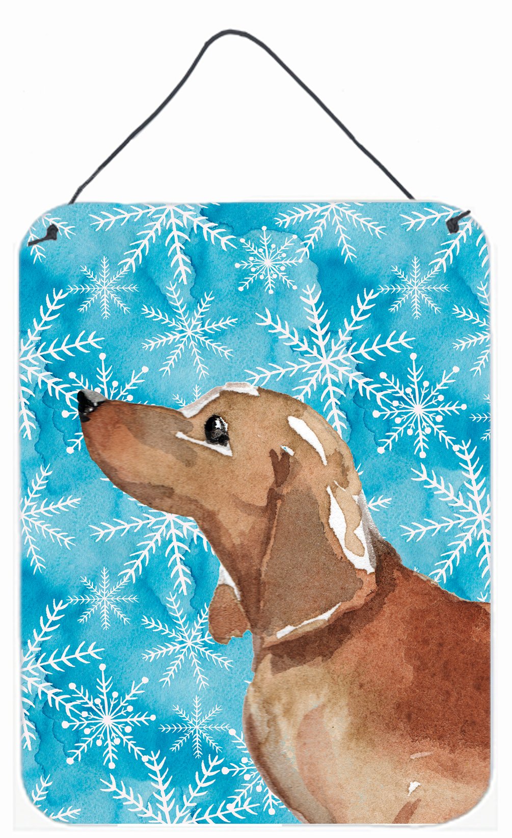 Red Tan Dachshund Winter Wall or Door Hanging Prints BB9441DS1216 by Caroline's Treasures