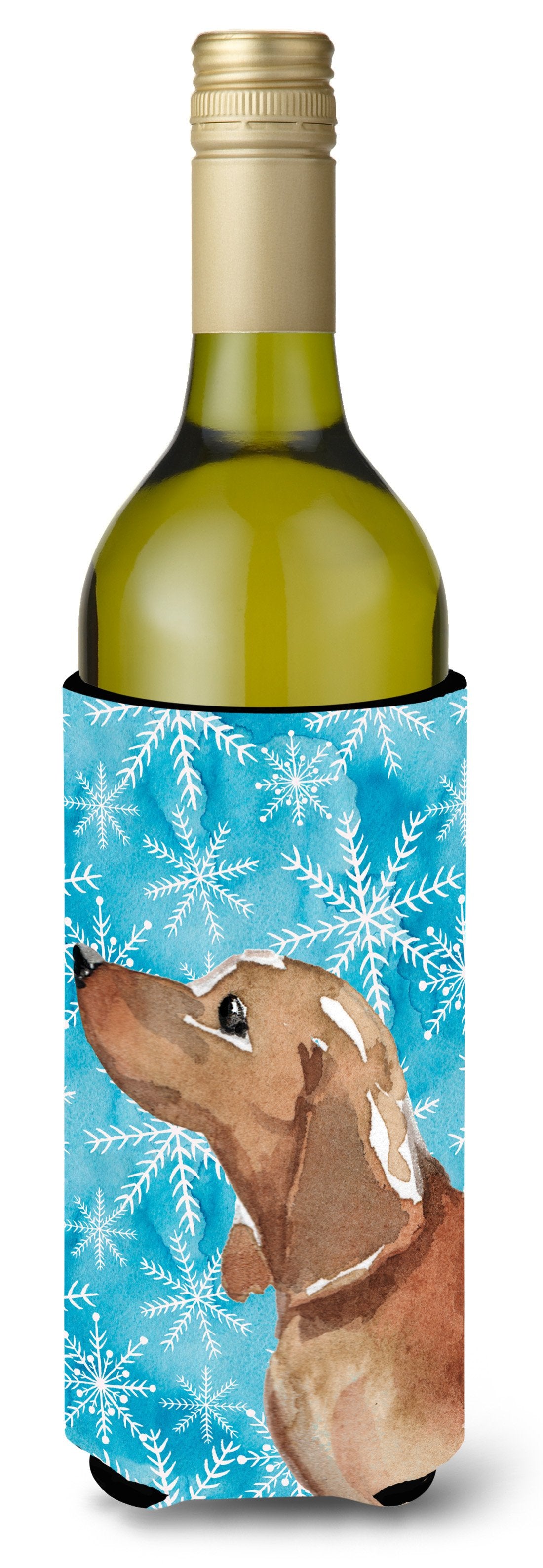 Red Tan Dachshund Winter Wine Bottle Beverge Insulator Hugger BB9441LITERK by Caroline&#39;s Treasures