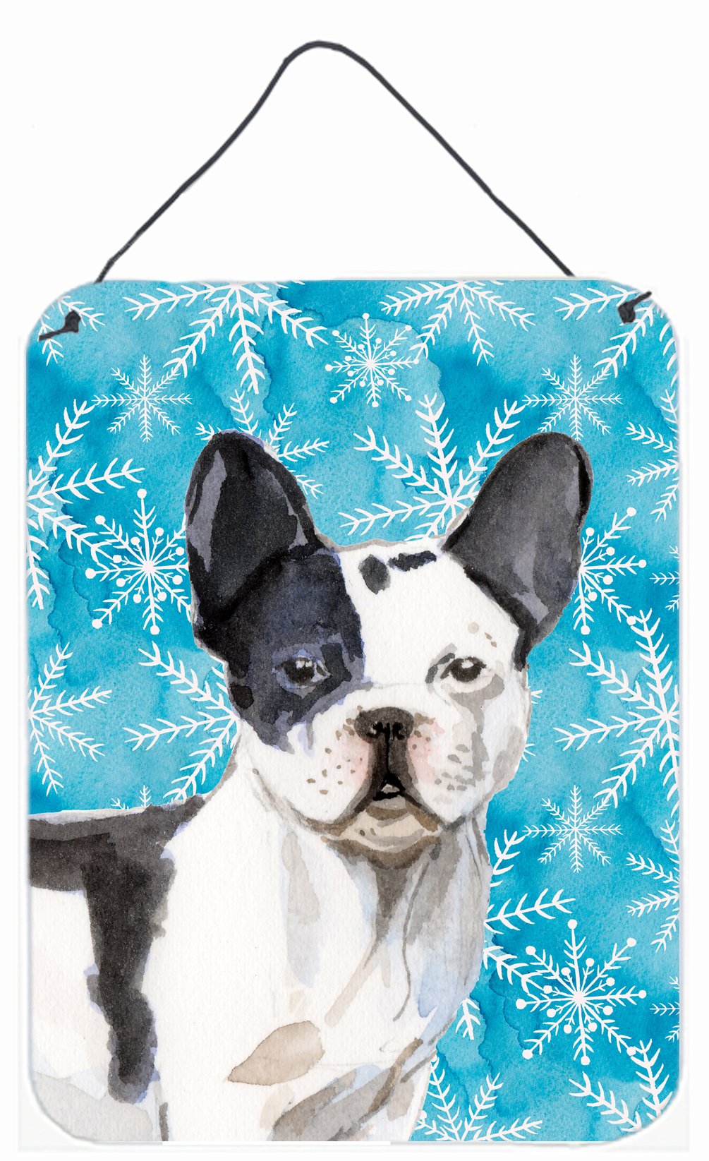 Black White French Bulldog Winter Wall or Door Hanging Prints BB9442DS1216 by Caroline&#39;s Treasures