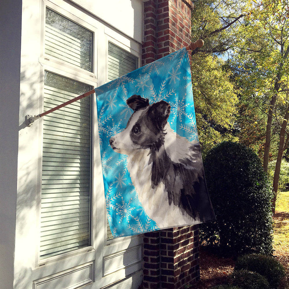 Border Collie Winter Flag Canvas House Size BB9443CHF  the-store.com.