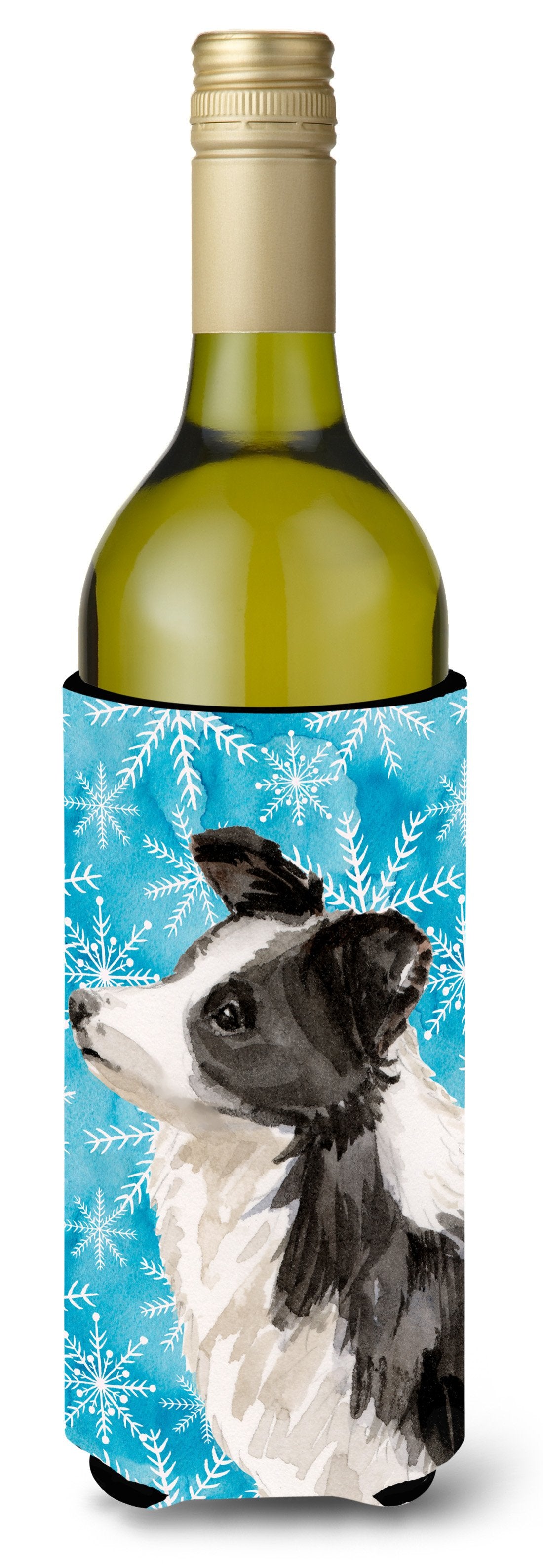 Border Collie Winter Wine Bottle Beverge Insulator Hugger BB9443LITERK by Caroline&#39;s Treasures