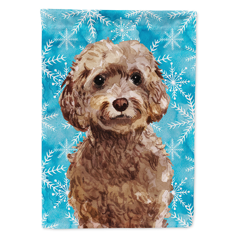Brown Cockapoo Winter Flag Canvas House Size BB9444CHF