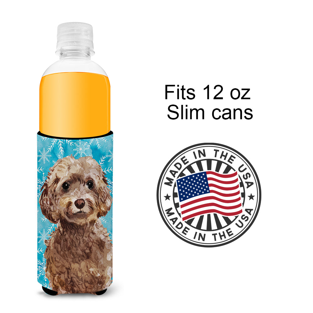 Brown Cockapoo Winter  Ultra Hugger for slim cans BB9444MUK
