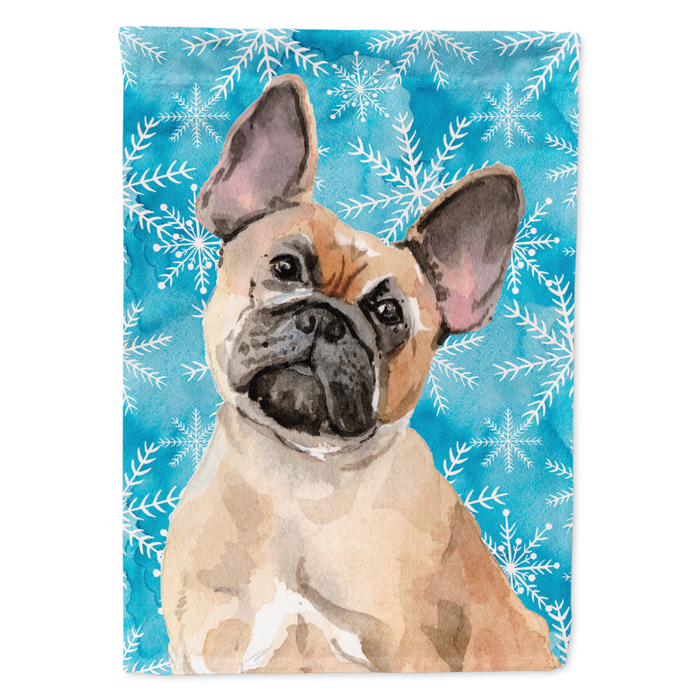 Fawn French Bulldog Winter Flag Canvas House Size BB9452CHF  the-store.com.