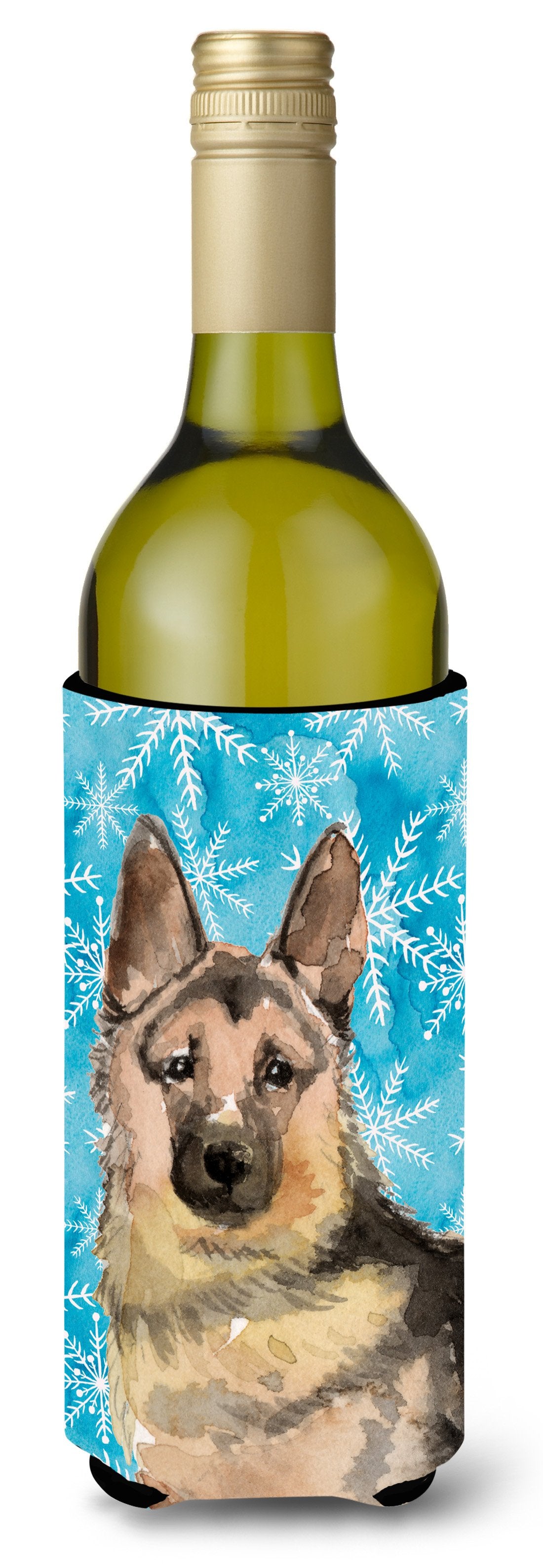 German Shepherd Winter Wine Bottle Beverge Insulator Hugger BB9453LITERK by Caroline&#39;s Treasures
