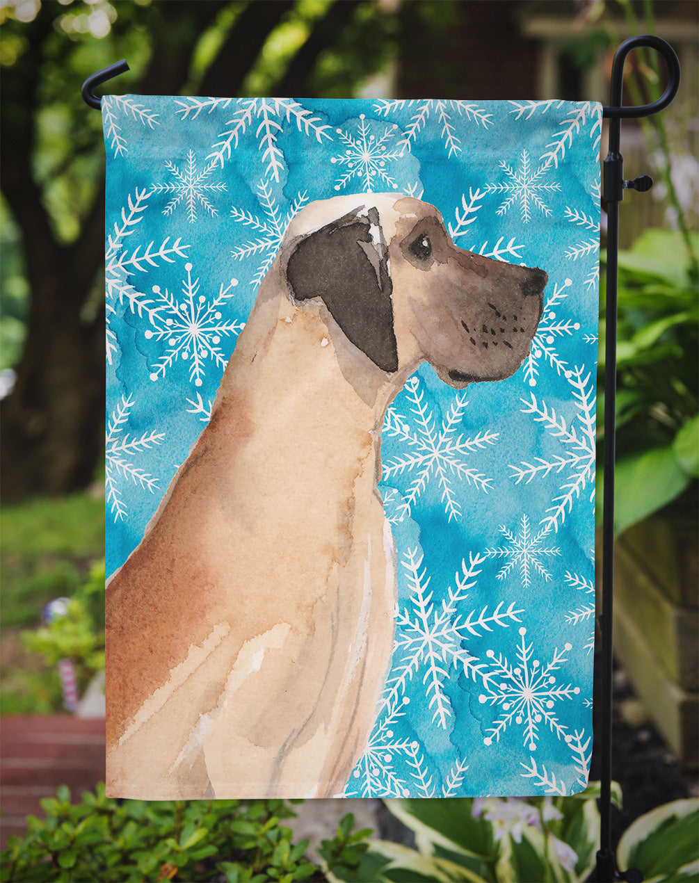 Fawn Natural Great Dane Winter Flag Garden Size BB9454GF  the-store.com.