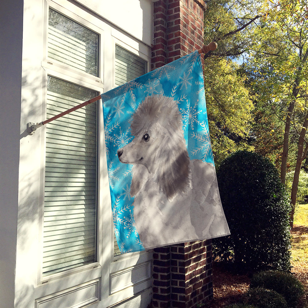 Grey Standard Poodle Winter Flag Canvas House Size BB9455CHF  the-store.com.
