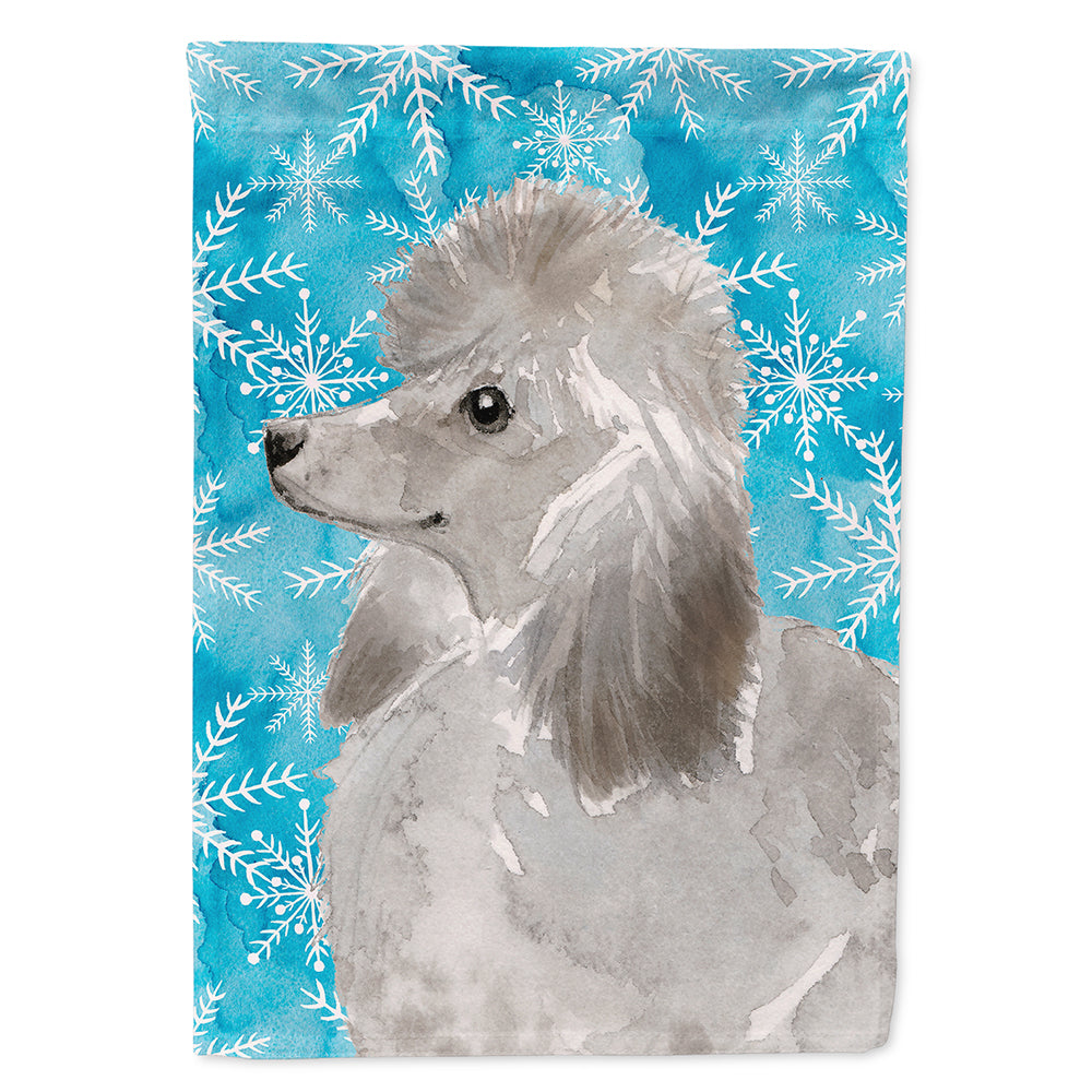 Grey Standard Poodle Winter Flag Canvas House Size BB9455CHF  the-store.com.
