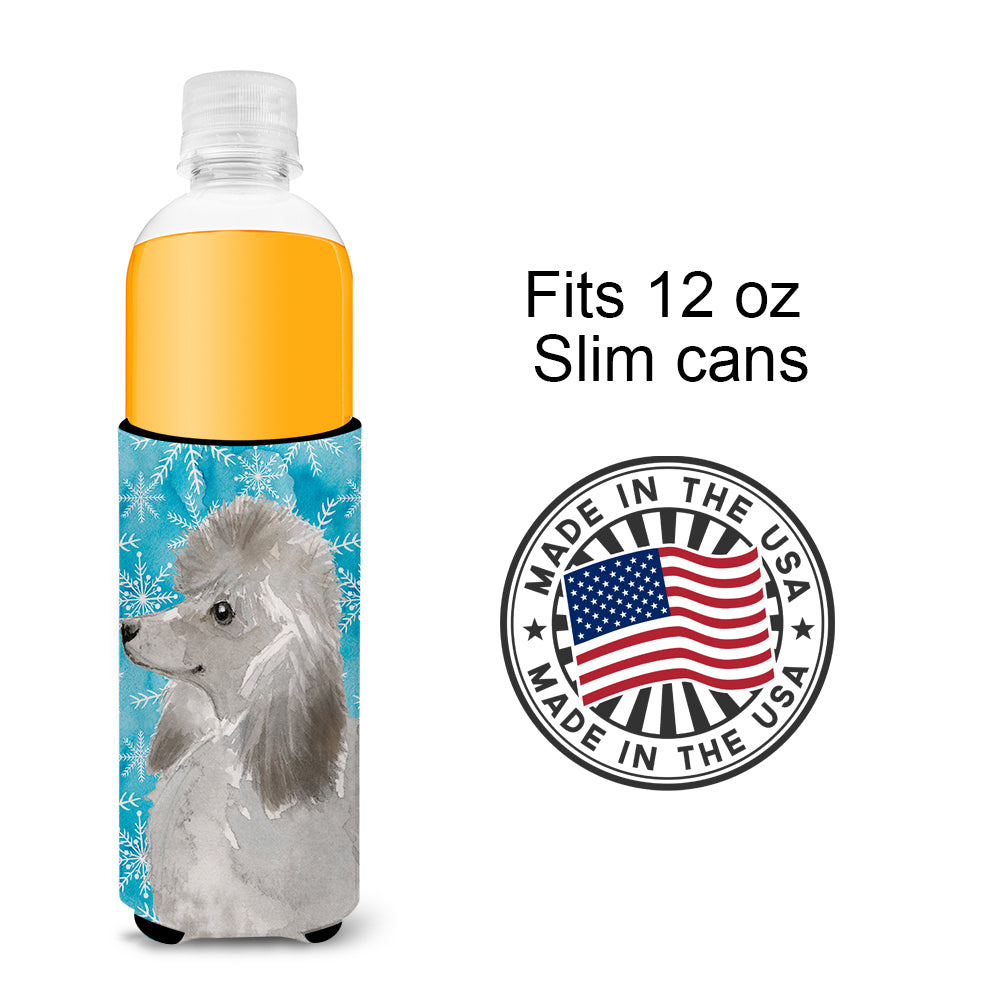 Grey Standard Poodle Winter  Ultra Hugger for slim cans BB9455MUK