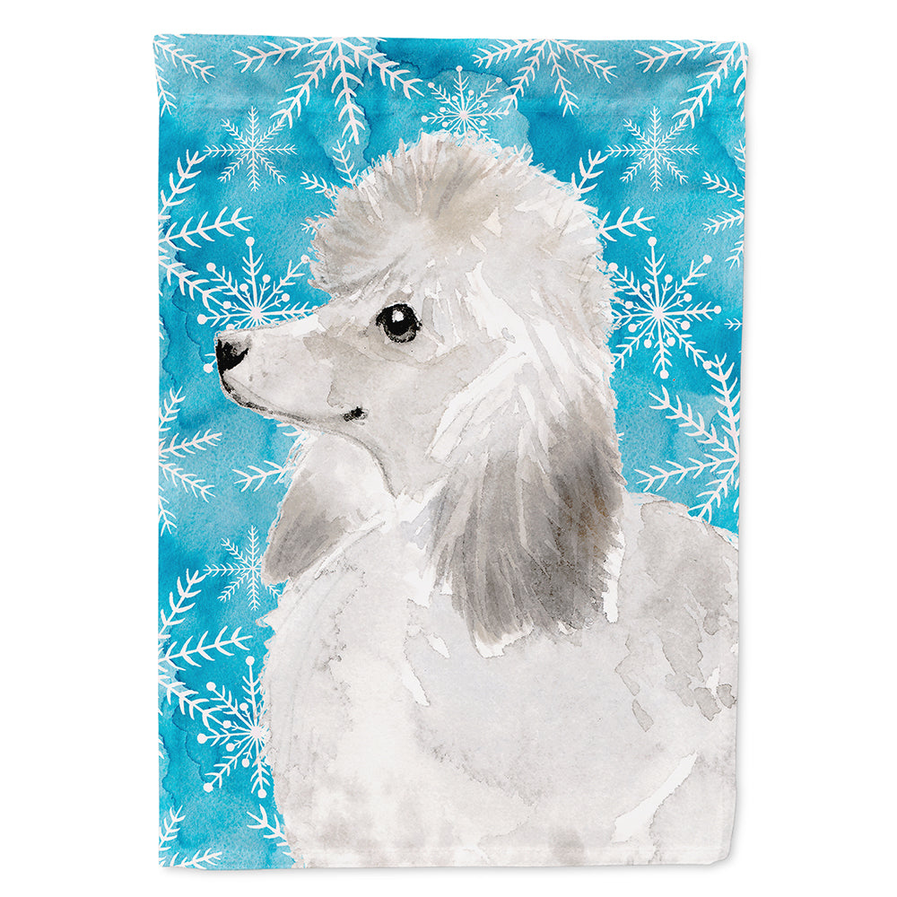 White Standard Poodle Winter Flag Canvas House Size BB9456CHF