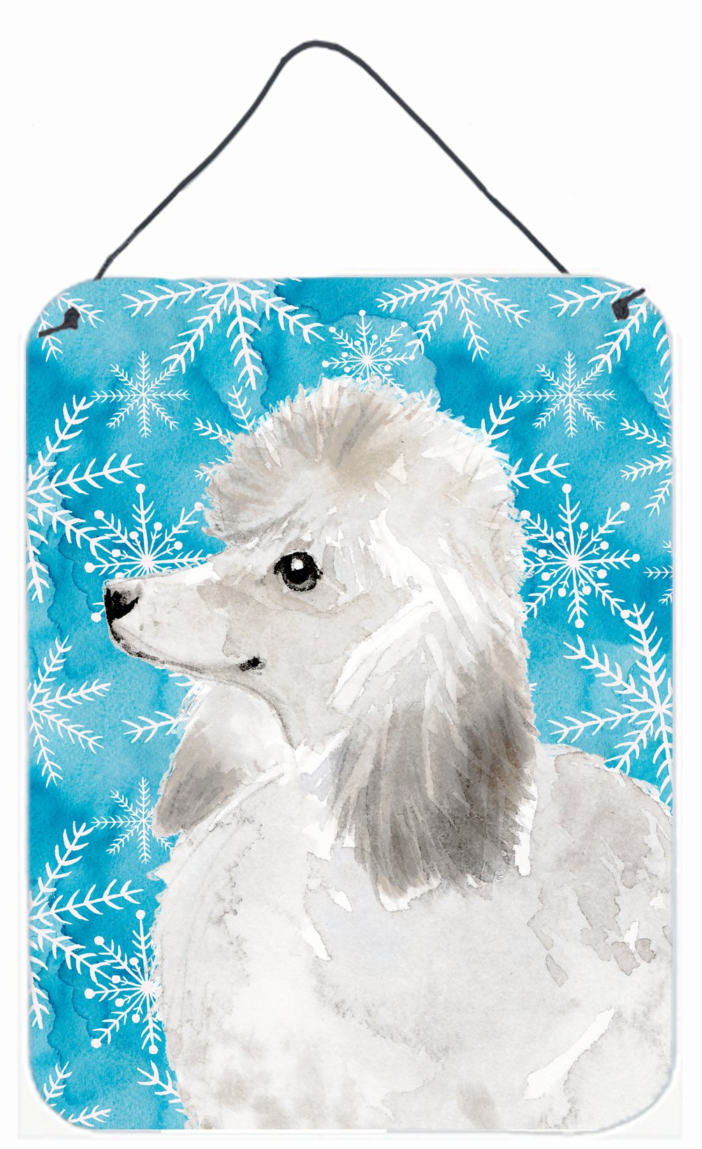 White Standard Poodle Winter Wall or Door Hanging Prints BB9456DS1216 by Caroline&#39;s Treasures