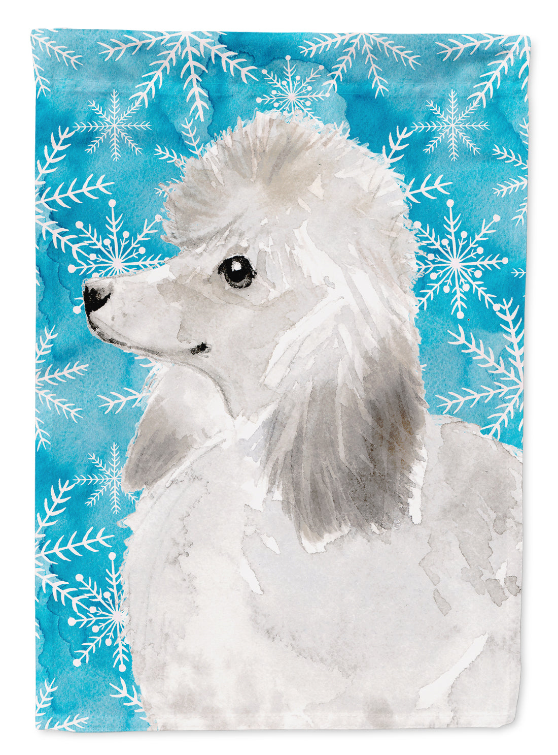 White Standard Poodle Winter Flag Garden Size BB9456GF  the-store.com.