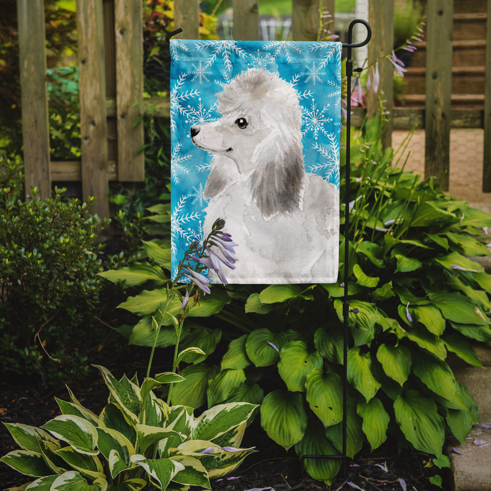 White Standard Poodle Winter Flag Garden Size BB9456GF