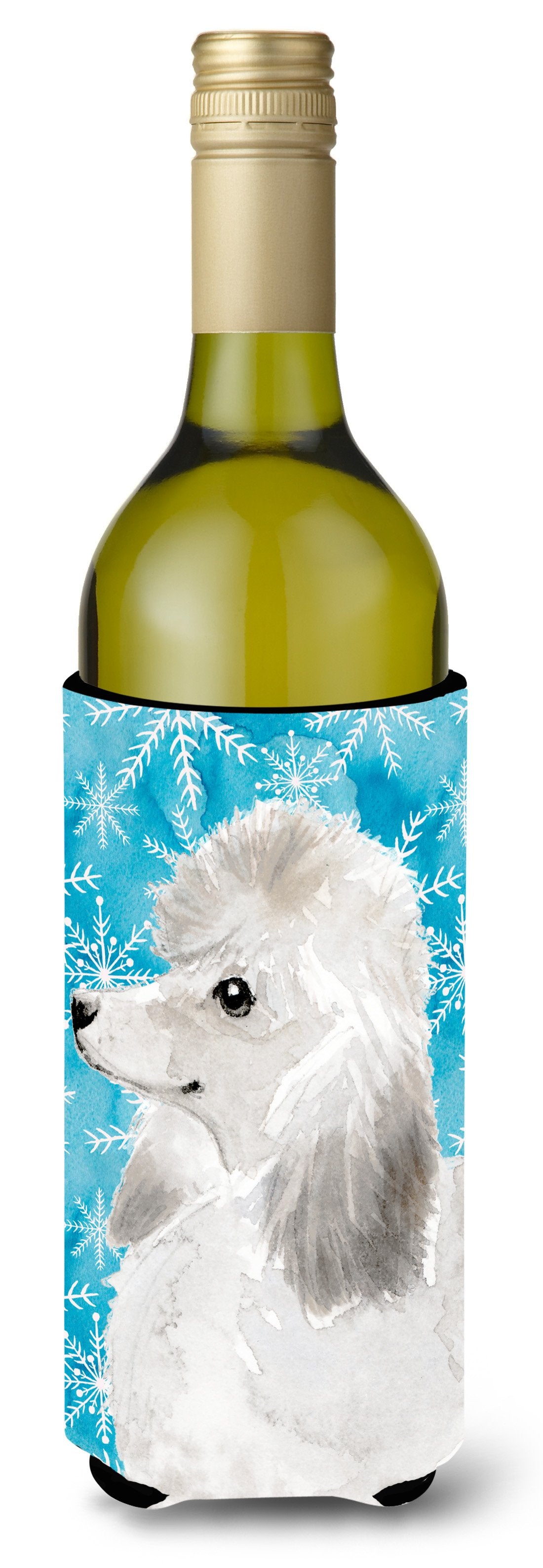 White Standard Poodle Winter Wine Bottle Beverge Insulator Hugger BB9456LITERK by Caroline&#39;s Treasures