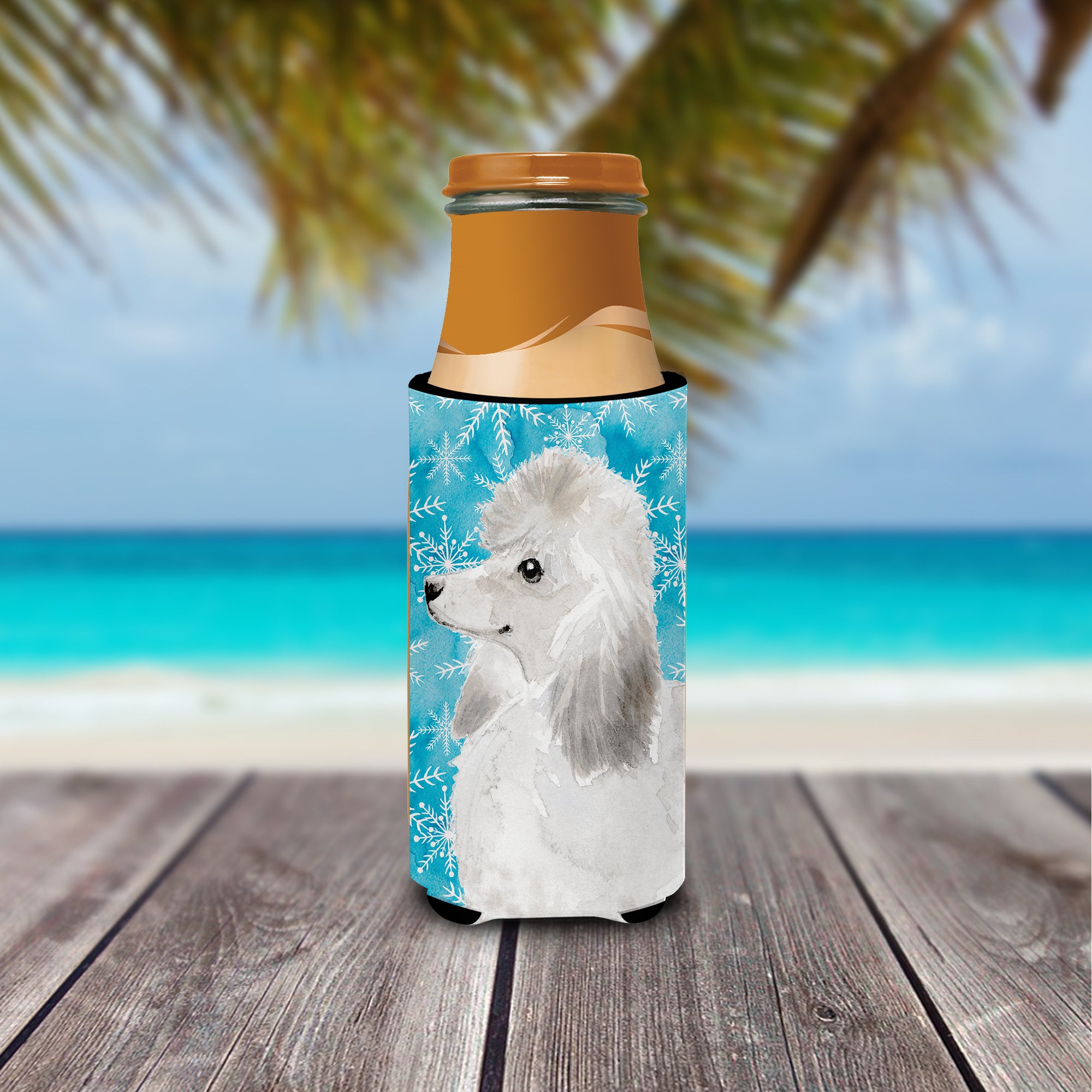 White Standard Poodle Winter  Ultra Hugger for slim cans BB9456MUK