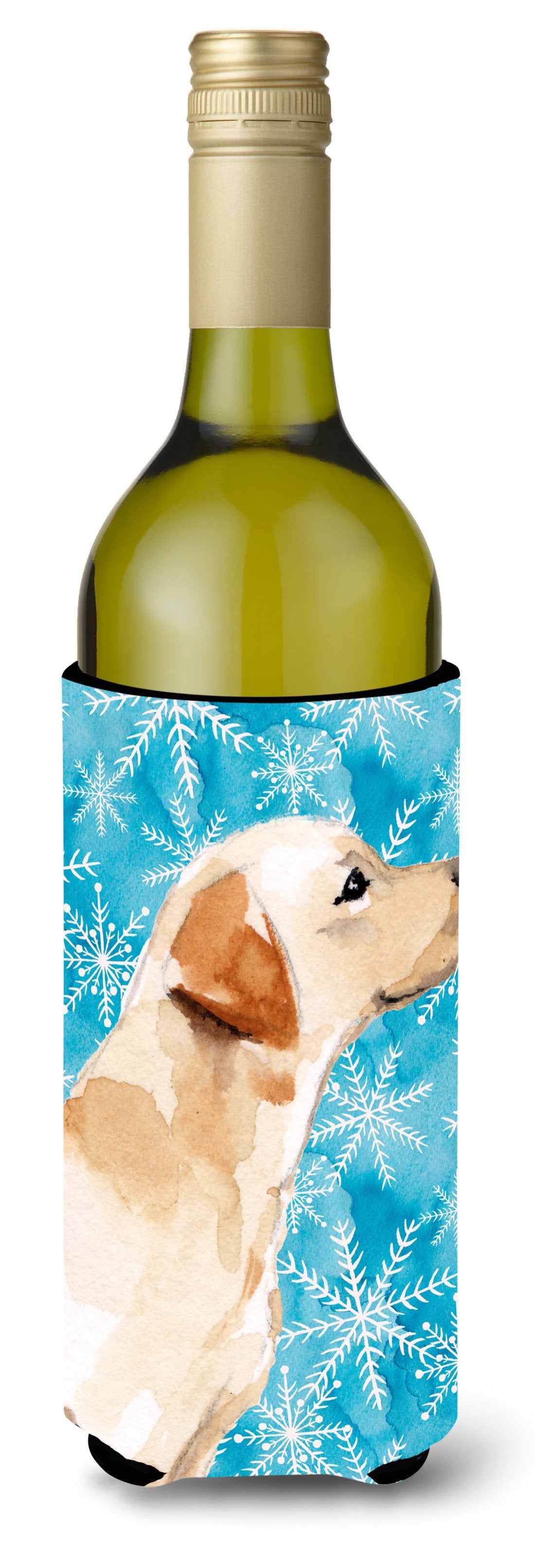 Yellow Labrador #2 Winter Wine Bottle Beverge Insulator Hugger BB9458LITERK by Caroline&#39;s Treasures