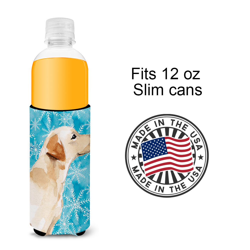 Yellow Labrador #2 Winter  Ultra Hugger for slim cans BB9458MUK  the-store.com.